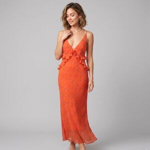 Urban Outfitters Heidi Floral Ruffle Midi Slip Dress Small Fluttery Fairy Party